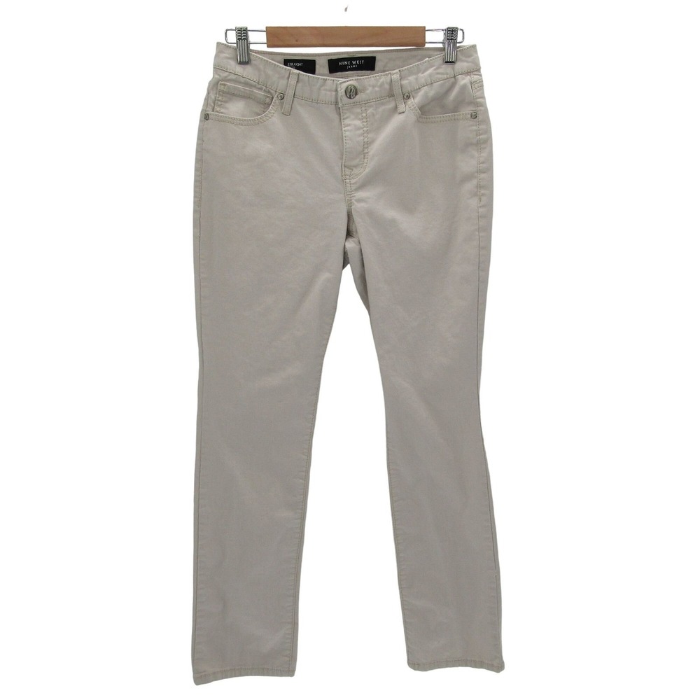 Beige Straight Leg Jeans 8/29 Nine West Mid Rise Stretch Embellished Pockets‎